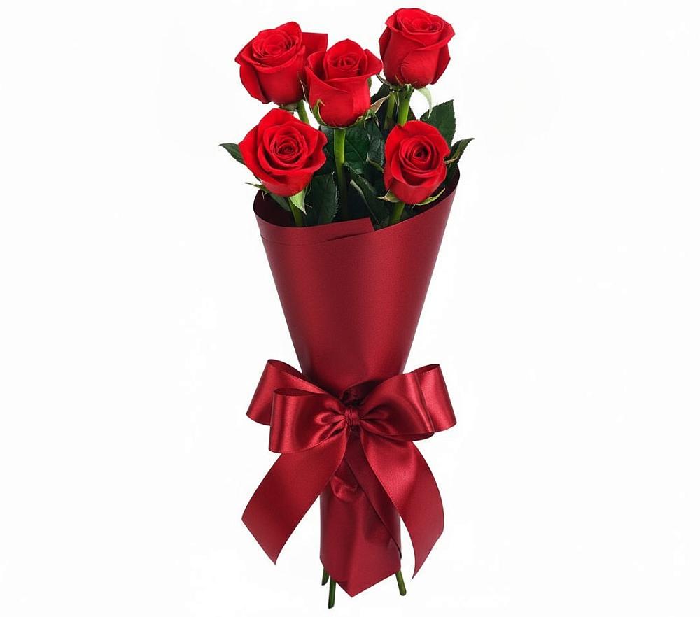 Букет 5 Красных роз Эдлесс Лав в Вознесенье