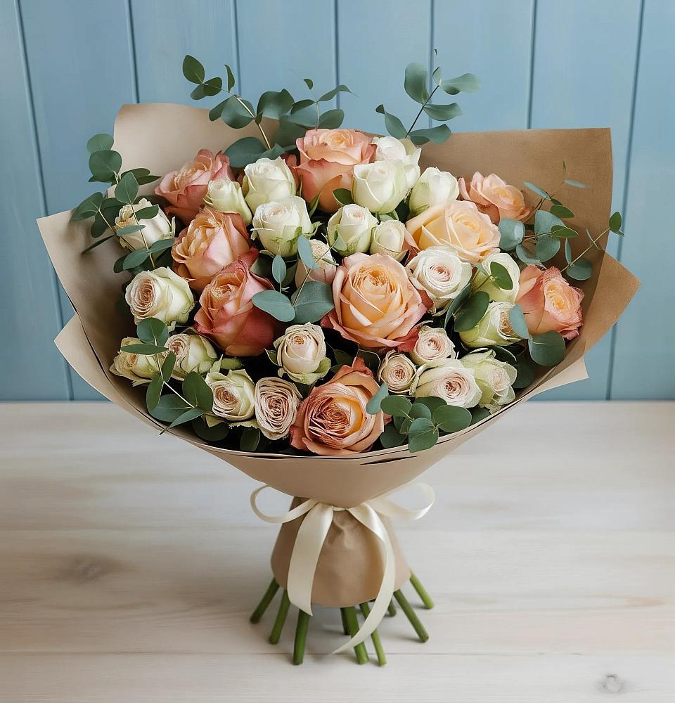 Букет цветов из: Альстромерии и Розы в Вознесенье