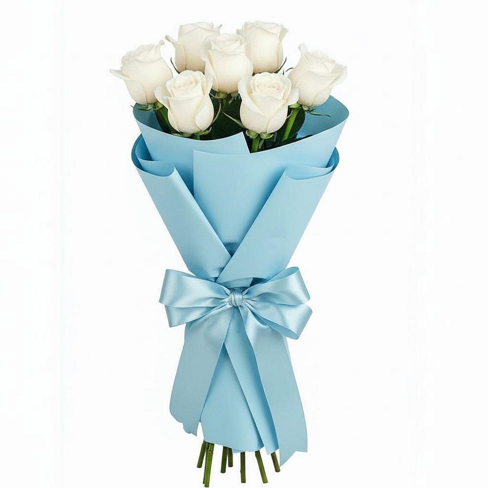 Букет 7 белых роз Проуд в Вознесенье