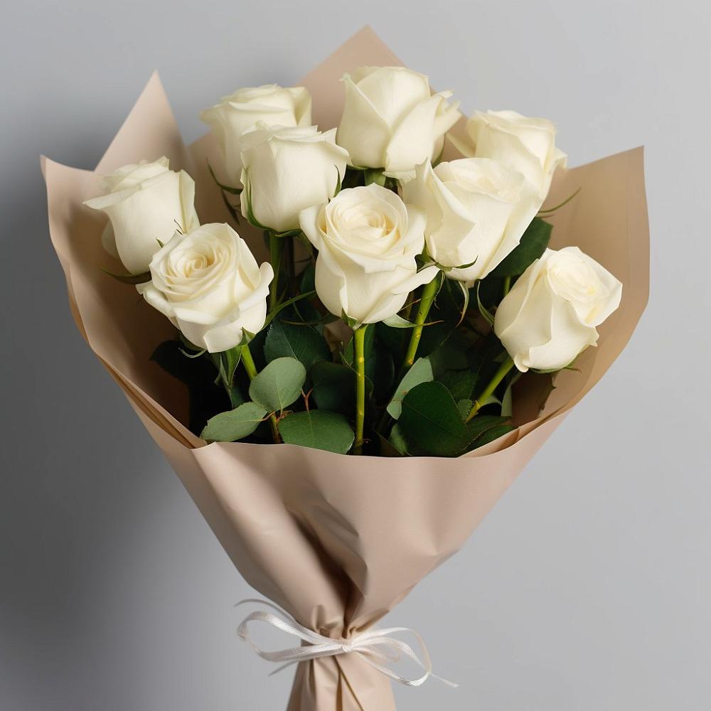 Букет 9 Белых роз Эдлесс Лав в Вознесенье