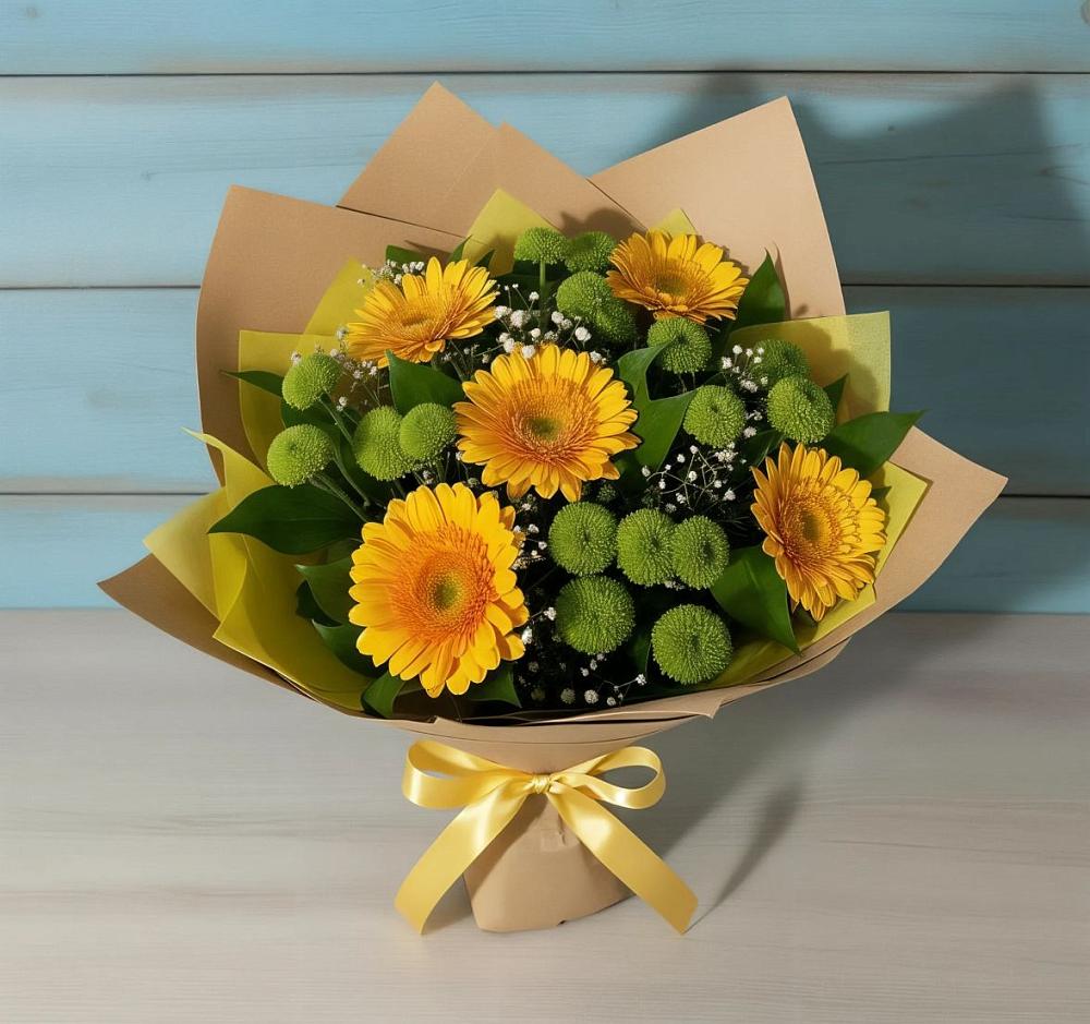 Букет цветов из: Герберы и Хризантемы в Вознесенье