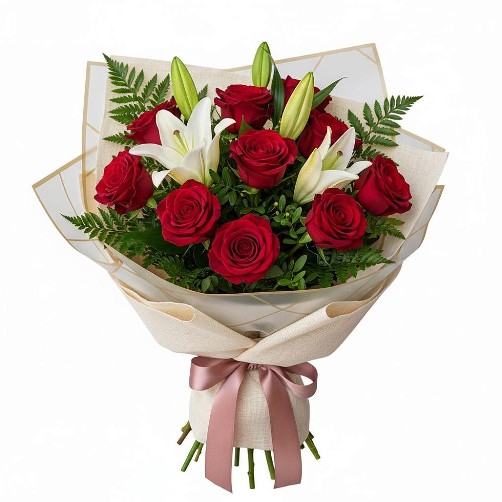 Букет цветов из: Лилии и Розы в Вознесенье