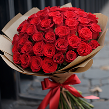Букет 51 Красная роза Эдлесс Лав в Вознесенье