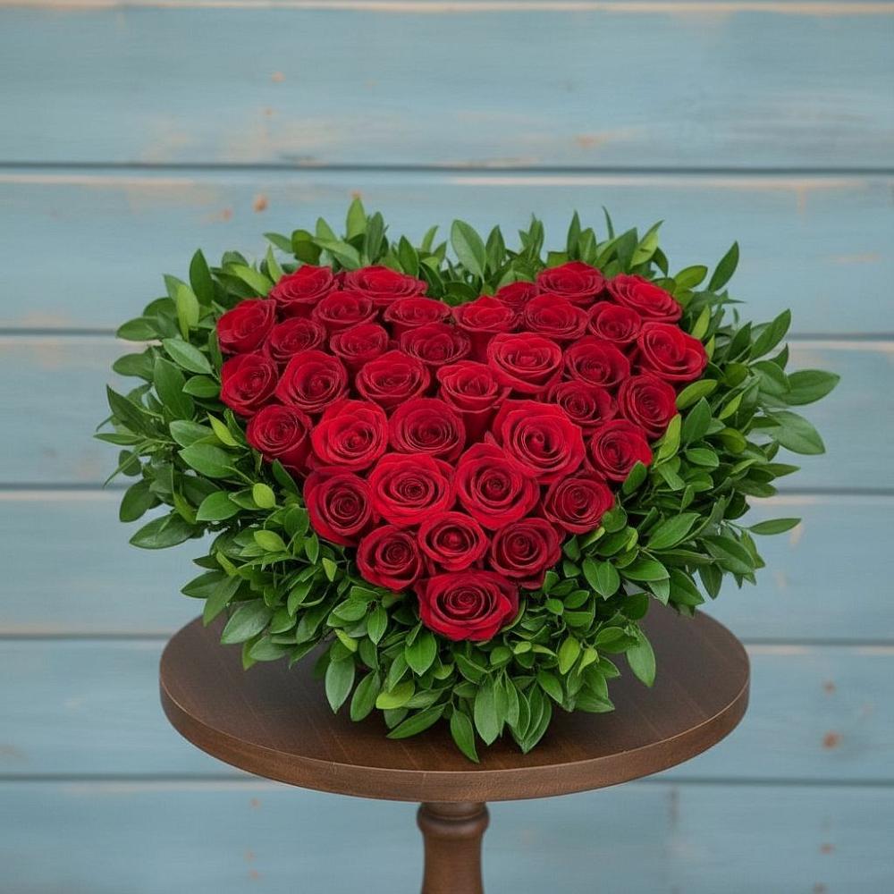 Цветочная композиция из Розы в виде сердца в Вознесенье