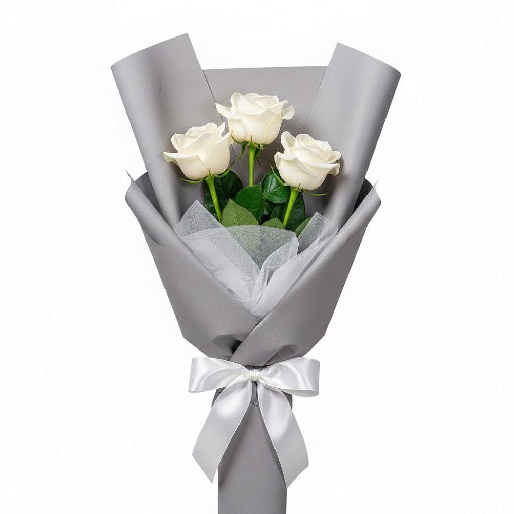 Букет 3 белые розы в Вознесенье