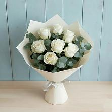 Букет Белые розы в Эвкалипте #REPLACE_PRED# Вознесенье